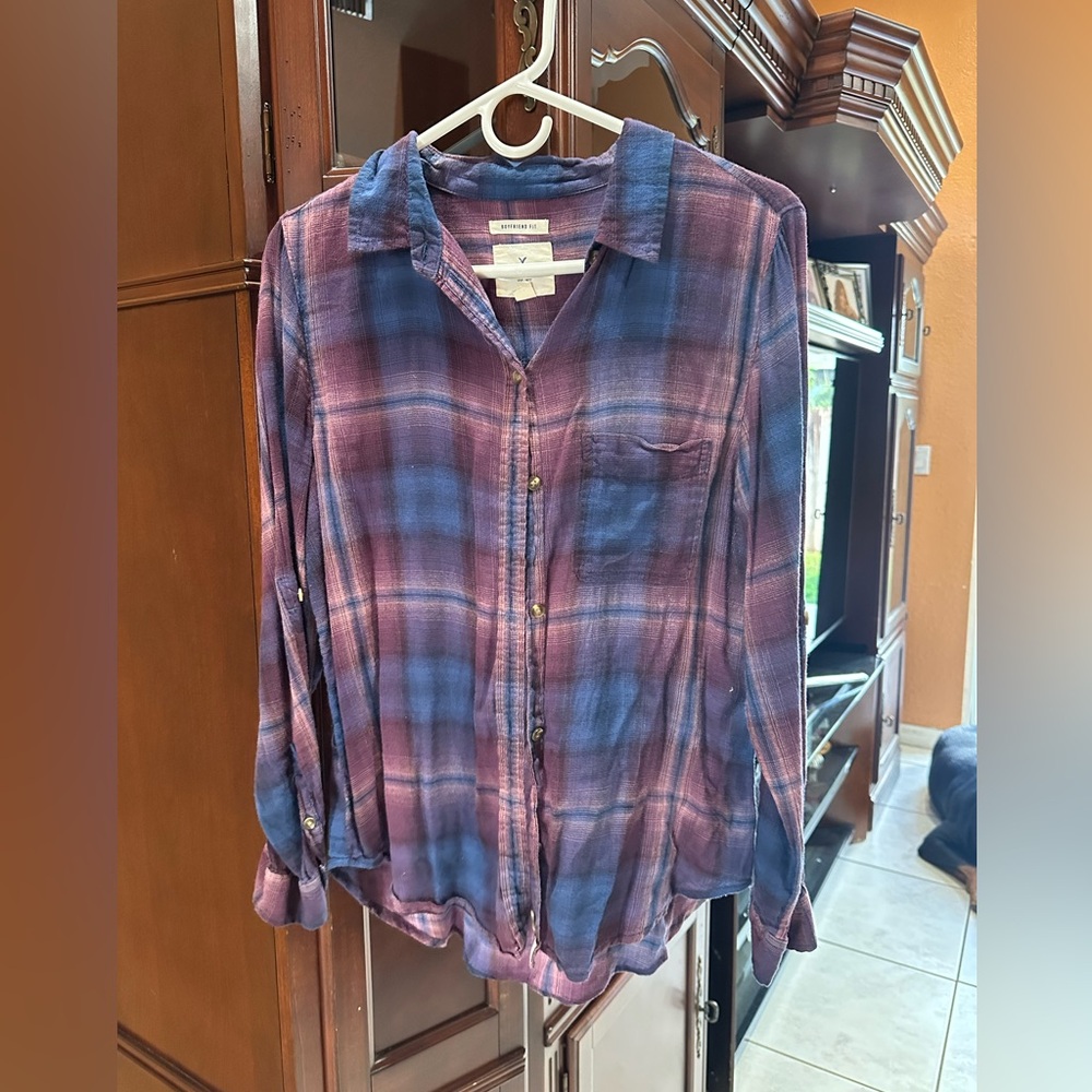 American Eagle Long Sleeve Boyfriend Fit Flannel - M